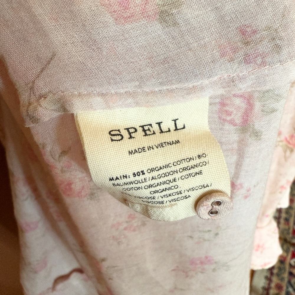 Spell & The Gypsy Collective Fleur Ruffle Floral Maxi Gown — Pink Champagne L - Picture 14 of 14